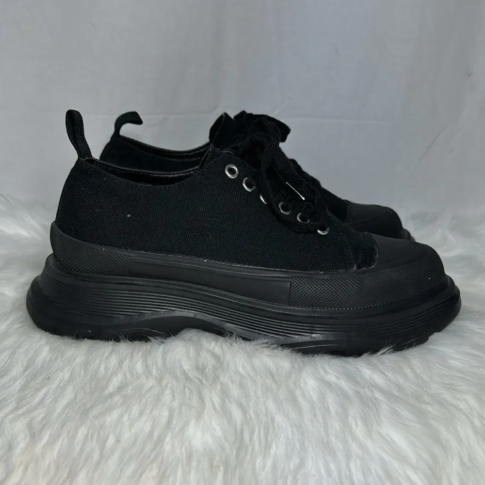 Missguided Black Canvas Bubble Soul Platform Sneakers Sz‎ 6